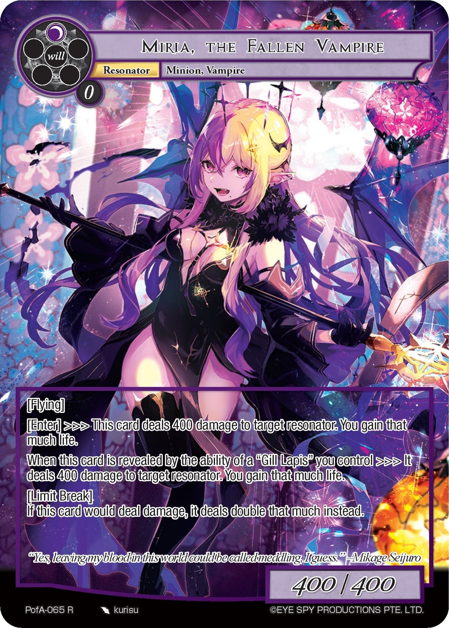 Miria the Fallen Vampire (Full Art) (65) [AO4] - Force of Will Single