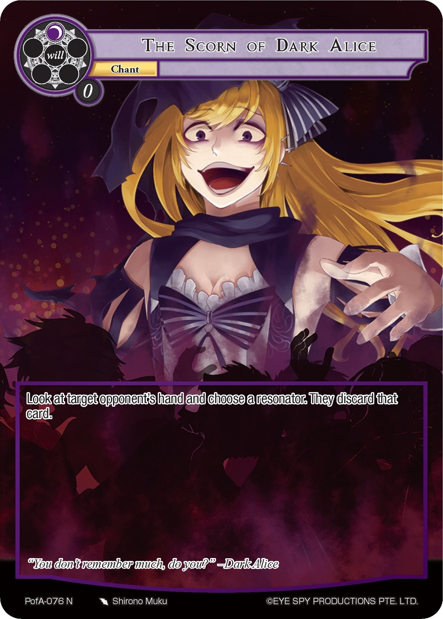 The Scorn of Dark Alice (Full Art) (76) [AO4] - Force of Will Single