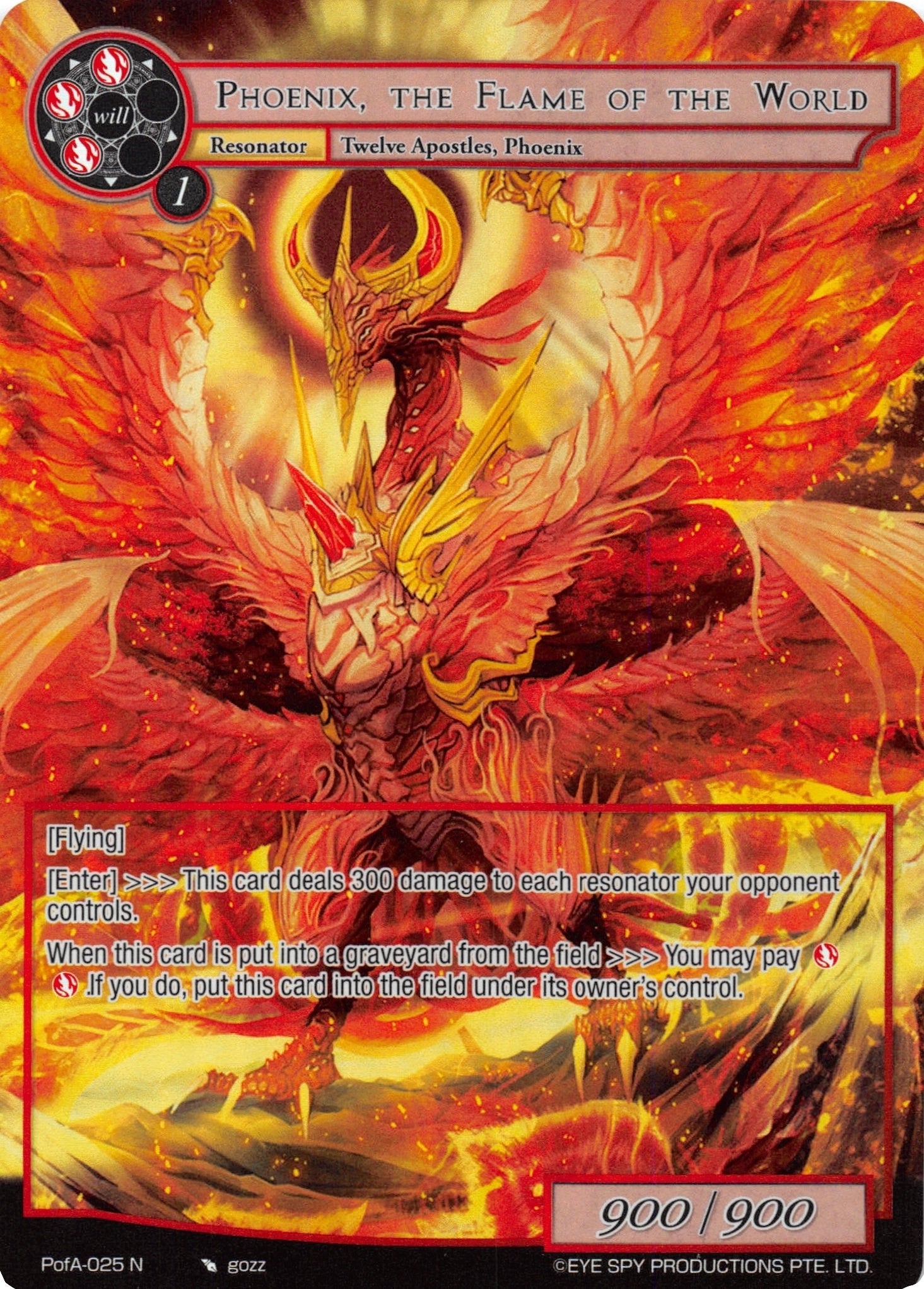 Phoenix the Flame of the World (Full Art) (25) [AO4] - Force of Will Single