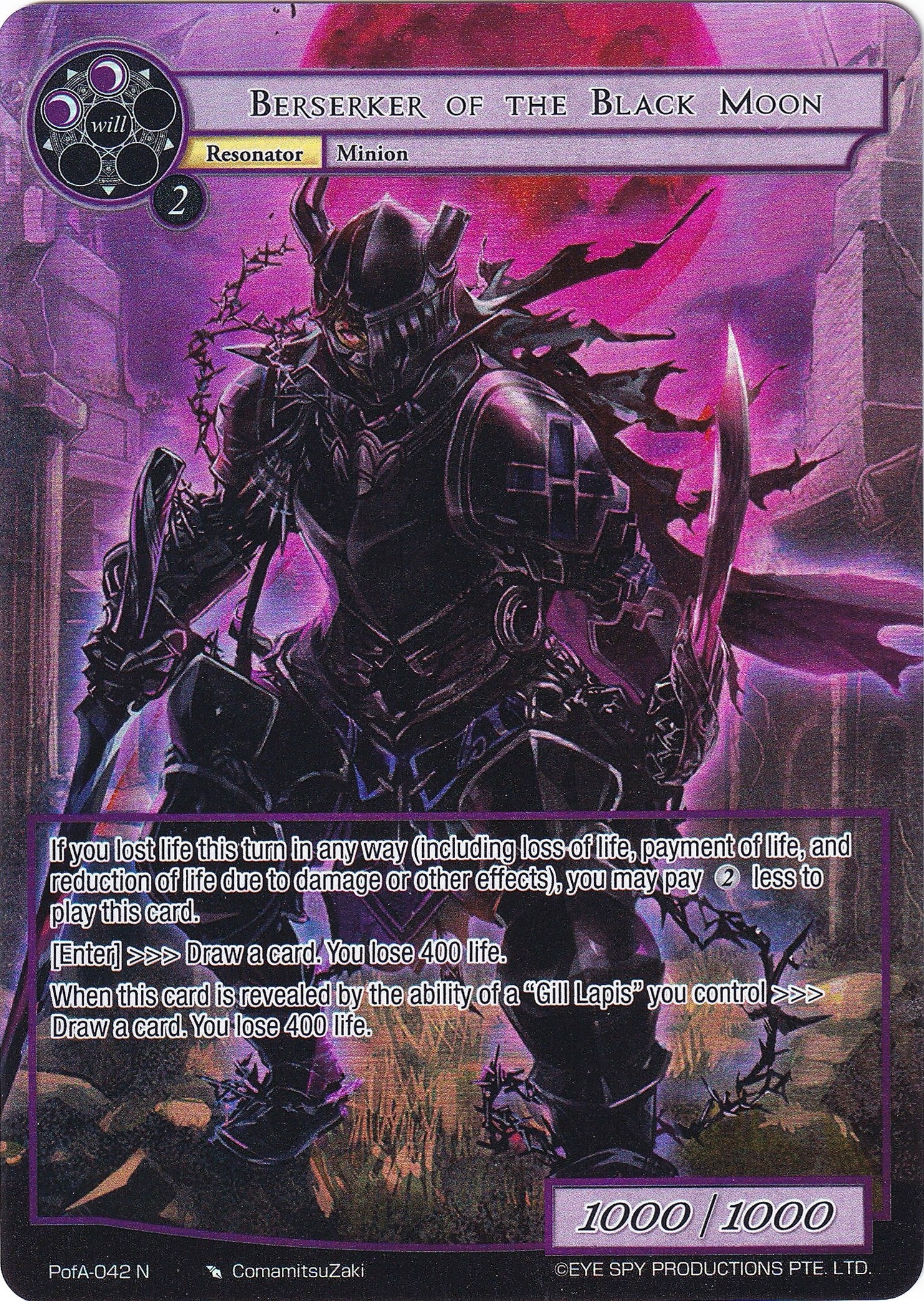 Berserker of the Black Moon (Full Art) (42) [AO4] - Force of Will Single