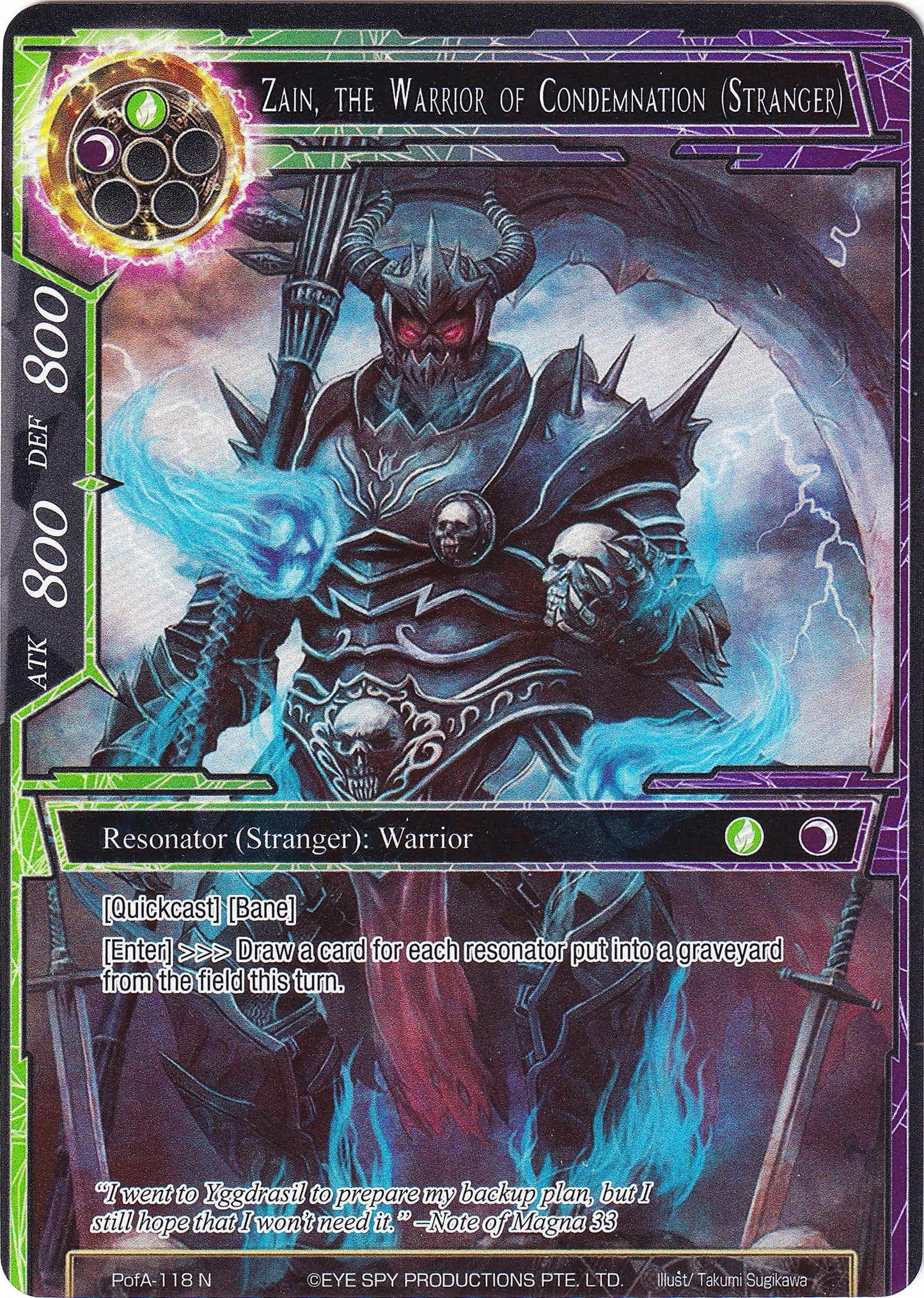 Zain the Warrior of Condemnation (Stranger) (Full Art) (118) [AO4] - Force of Will Single