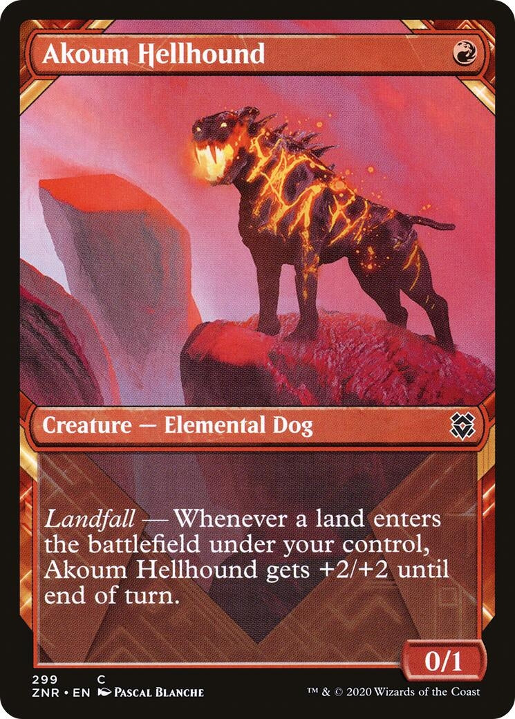 Akoum Hellhound (Showcase) (299) [ZNR] - MTG Single