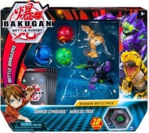 Bakugan Battle Pack 5-Pack - Darkus Cyndeous and Aurelus Trox [BB] - Bakugan TCG Sealed