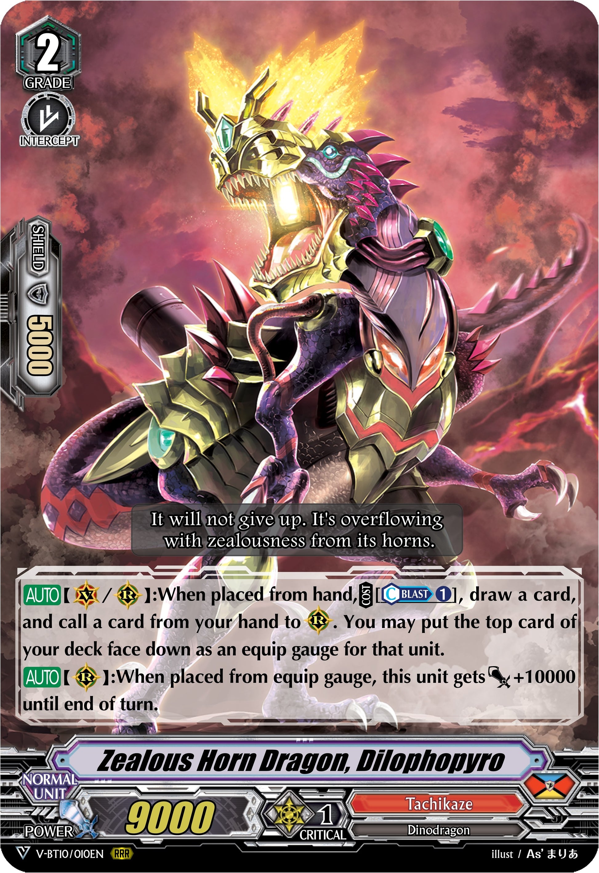 Zealous Horn Dragon Dilophopyro (10010) [V-BT10] - Cardfight Vanguard Single