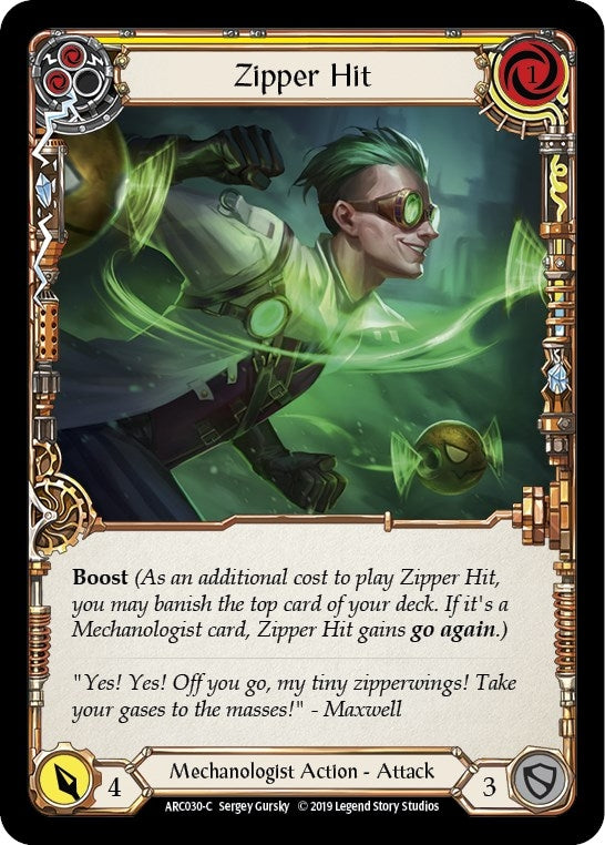 Image for Zipper Hit (Yellow) (ARC030) - Flesh and Blood TCG