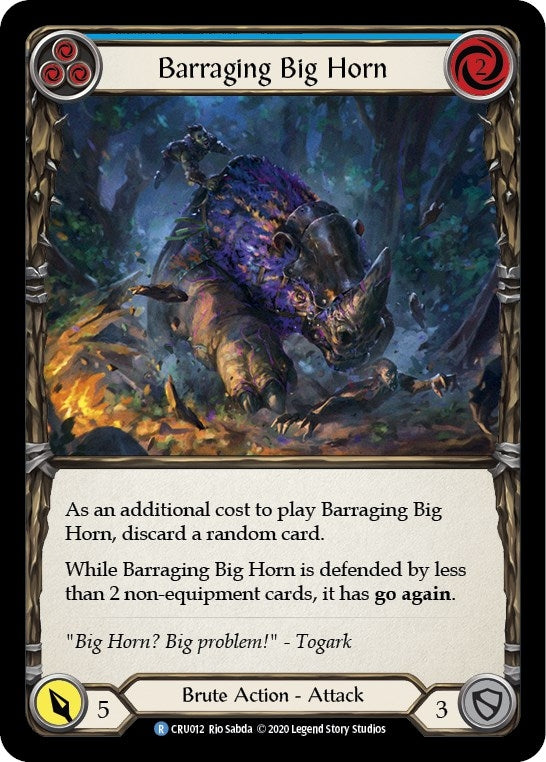 Barraging Big Horn (Blue) (12) [CRU] - Flesh and Blood TCG Single