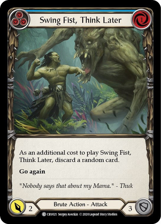 Image for Swing Fist, Think Later (Blue) (CRU021) - Flesh and Blood TCG