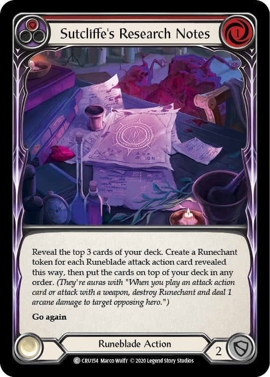 Sutcliffe’s Research Notes (Red) (154) [CRU] - Flesh and Blood TCG Single