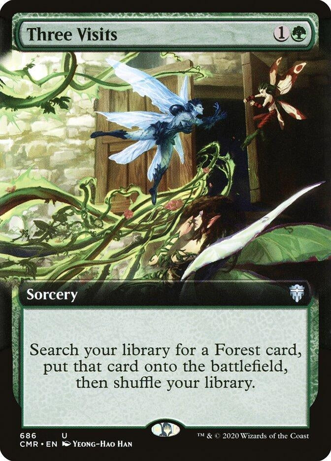 Three Visits (Extended Art) (686) [CMR] - MTG Single