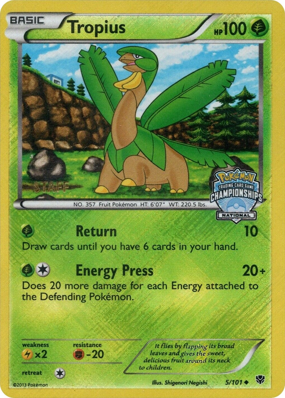 Image for Tropius - 5/101 (National Championships) [Staff] (005/101) (League & Championship Cards) - Pokemon