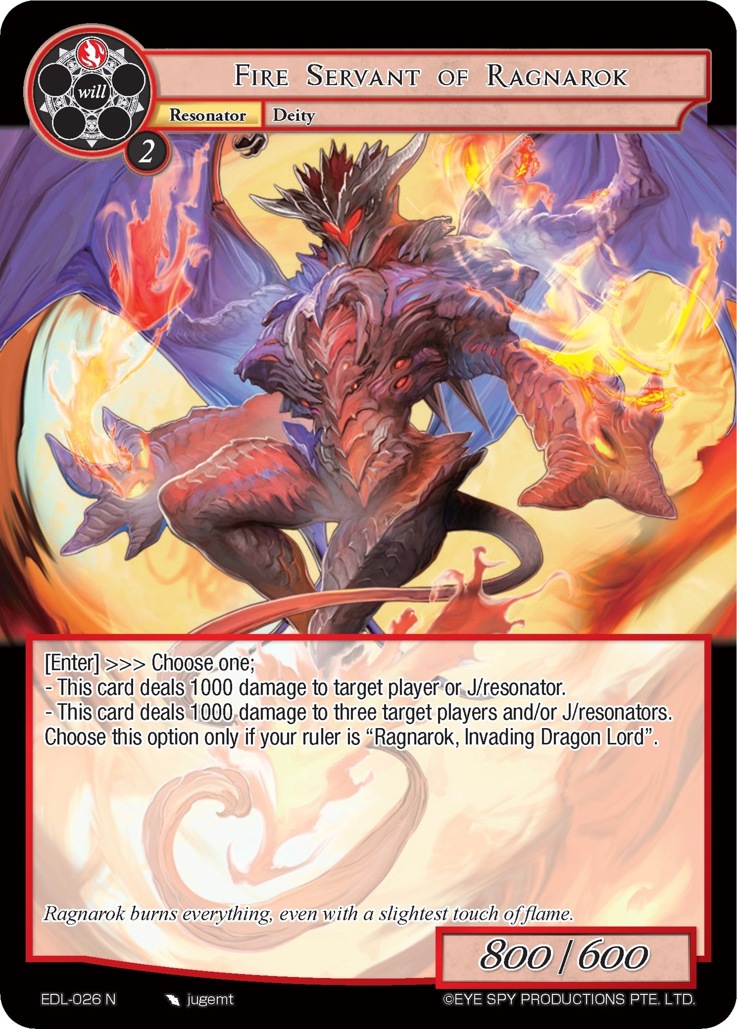 Fire Servant of Ragnarok (26) [EDL] - Force of Will Single