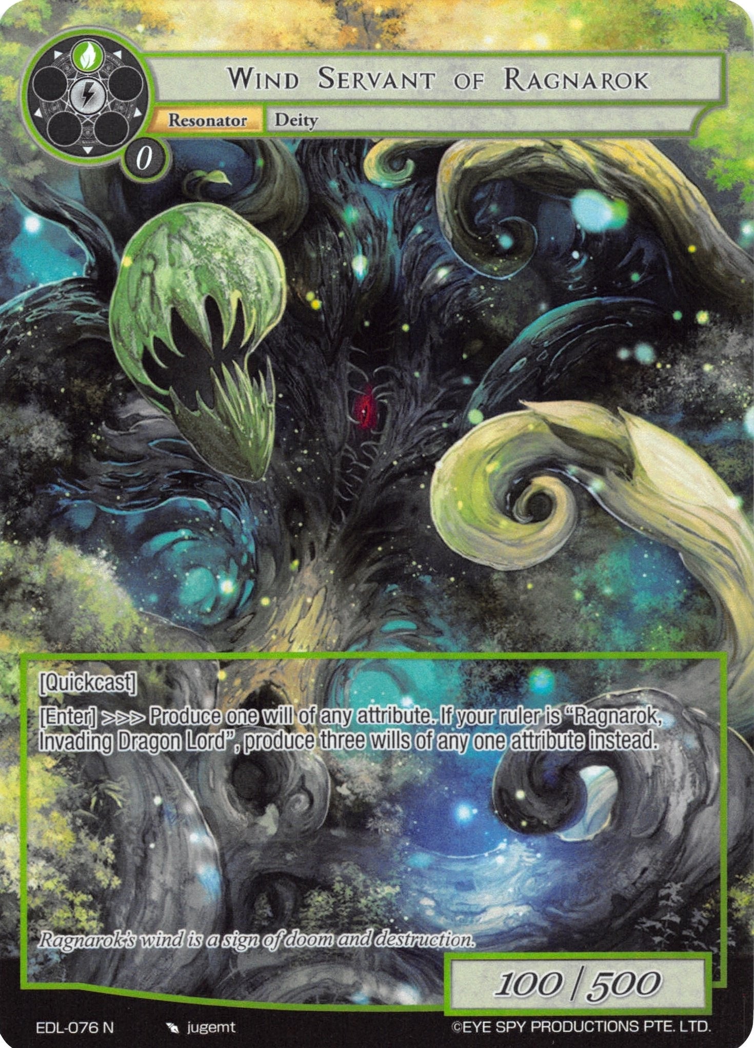 Wind Servant of Ragnarok (Full Art) (76) [EDL] - Force of Will Single
