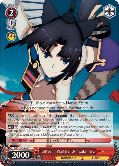 Gifted in Warfare Ushiwakamaru (75071) [FGO/S75] - Weiss Schwarz Single