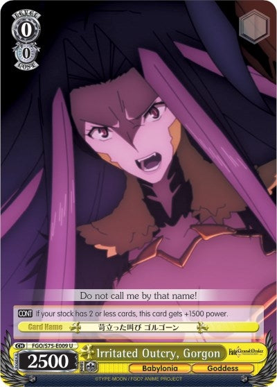 Irritated Outcry Gorgon (75009) [FGO/S75] - Weiss Schwarz Single
