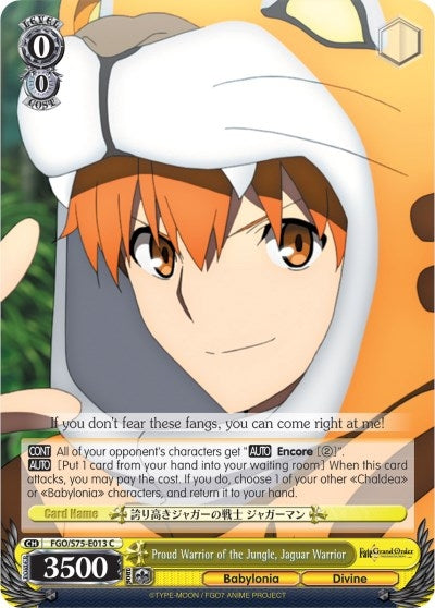 Proud Warrior of the Jungle Jaguar Warrior (75013) [FGO/S75] - Weiss Schwarz Single