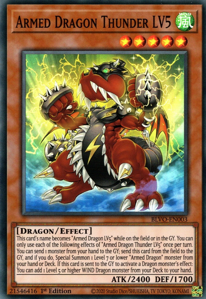 Armed Dragon Thunder LV5 (3) (BLVO) - YuGiOh Single