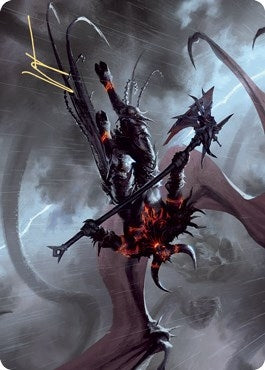 Burning-Rune Demon Art Card (Gold-Stamped Signature) (20) [ASKHM] - MTG Single