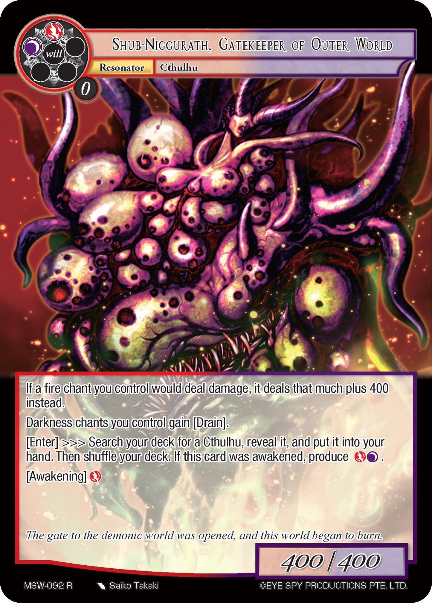 Shub-Niggurath Gatekeeper of Outer World (92) [MSW] - Force of Will Single