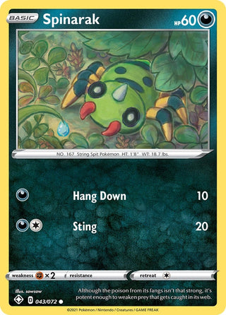 Image for Spinarak (043/072) (Shining Fates) - Pokemon