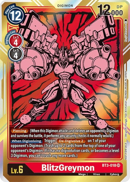 BlitzGreymon - BT3-018 (Dash Pack Ver. 1.5) (3018) [BT01-03] - Digimon Card Game Single