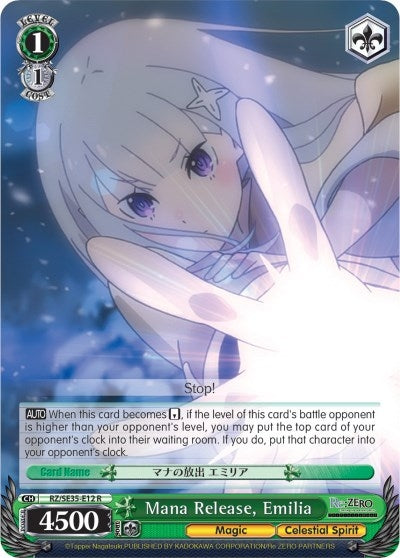 Mana Release Emilia (Parallel Foil) (3512) [RZ/SE35] - Weiss Schwarz Single
