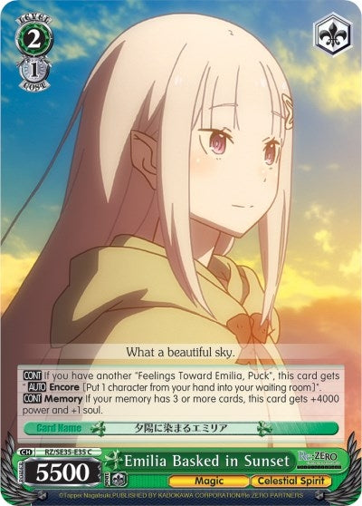 Emilia Basked in Sunset (Parallel Foil) (3535) [RZ/SE35] - Weiss Schwarz Single