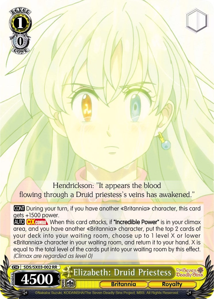 Elizabeth: Druid Priestess (3002) [SDS/SX03] - Weiss Schwarz Single