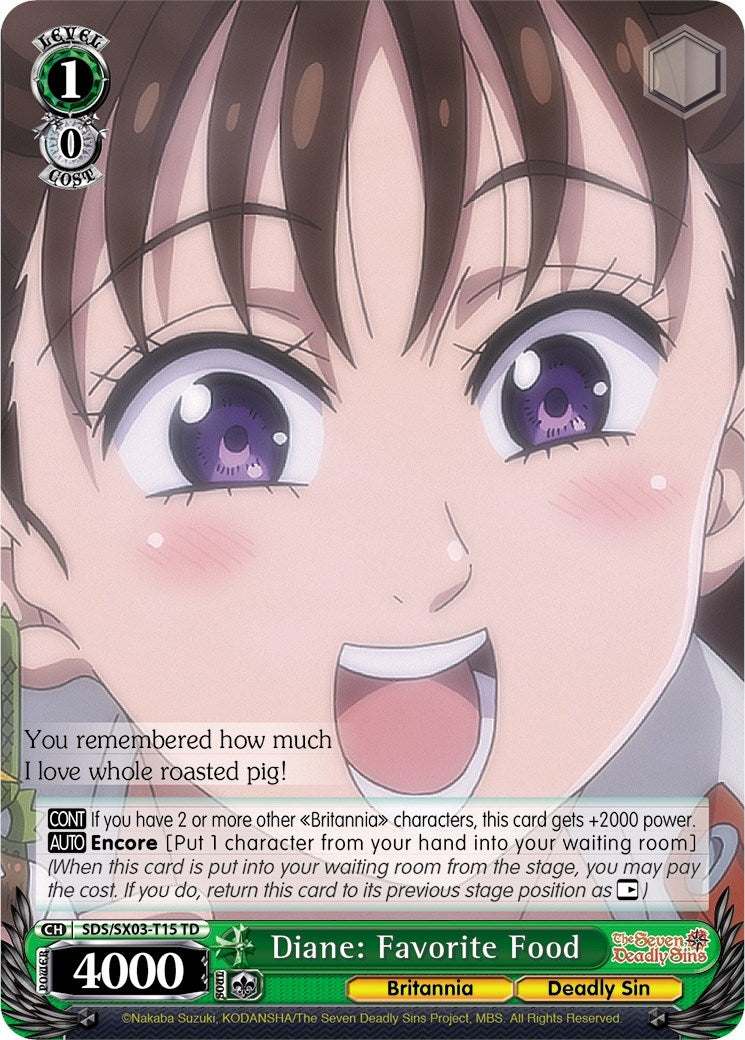 Diane: Favorite Food (315) [SDS/SX03] - Weiss Schwarz Single
