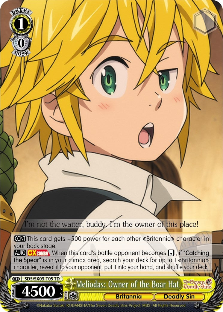 Meliodas: Owner of the Boar Hat (305) [SDS/SX03] - Weiss Schwarz Single