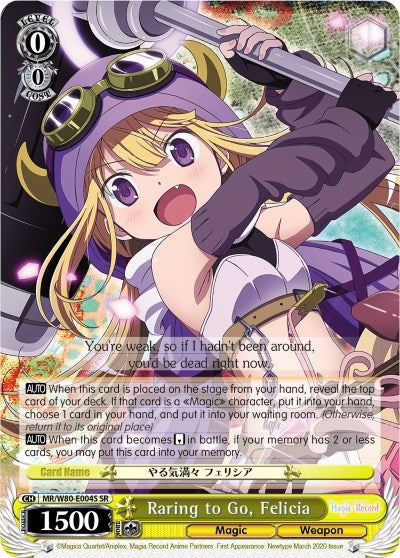 Raring to Go Felicia (SR) (80004) [MR/W80] - Weiss Schwarz Single