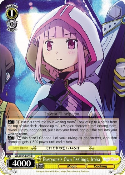 Everyone’s Own Feelings Iroha (80005) [MR/W80] - Weiss Schwarz Single