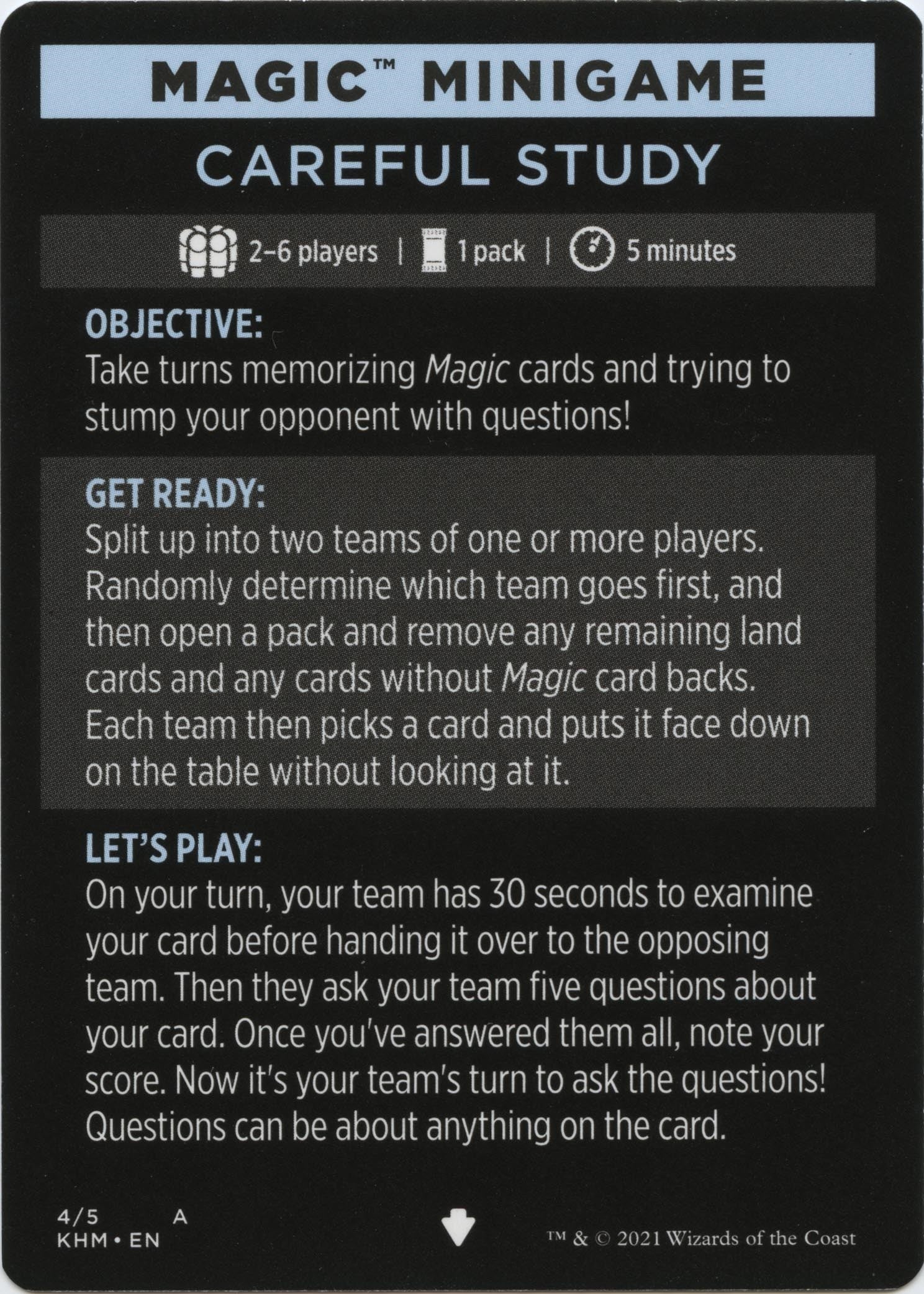 Magic Minigame: Careful Study (4) [KHM] - MTG Single