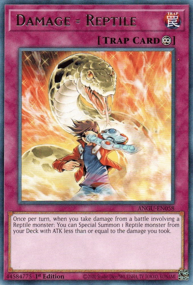 Damage = Reptile (58) (ANGU) - YuGiOh Single