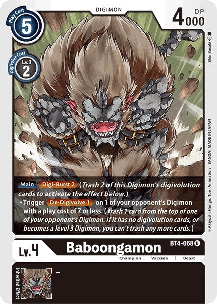 Baboongamon (4068) [BT04] - Digimon Card Game Single