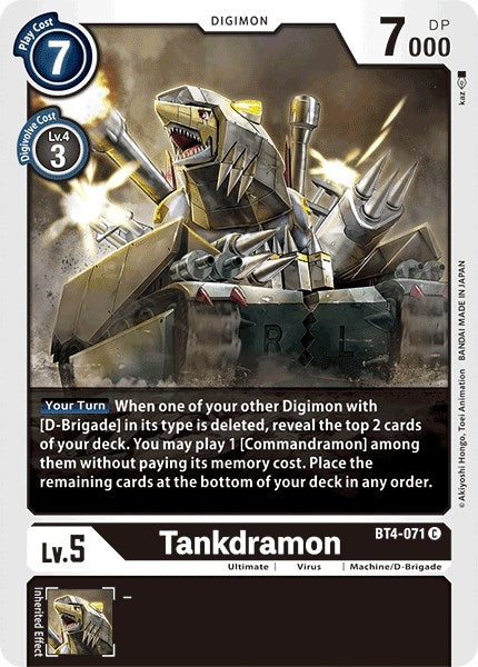 Tankdramon (4071) [BT04] - Digimon Card Game Single