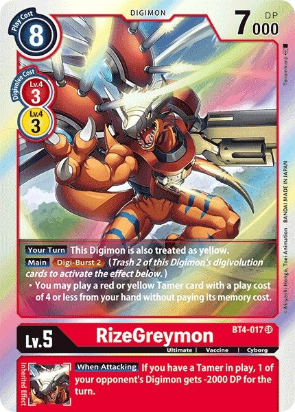 RizeGreymon (4017) [BT04] - Digimon Card Game Single