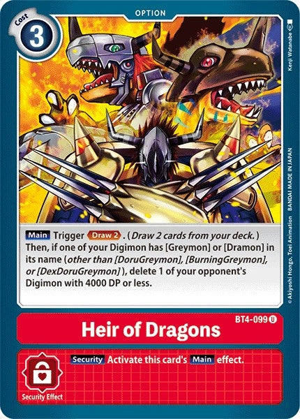 Heir of Dragons (4099) [BT04] - Digimon Card Game Single