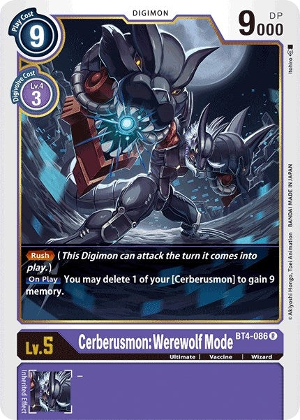 Cerberusmon: Werewolf Mode (4086) [BT04] - Digimon Card Game Single