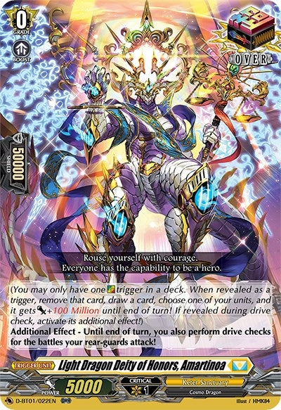 Light Dragon Deity of Honors Amartinoa (1022) [D-BT01] - Cardfight Vanguard Single