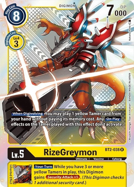 RizeGreymon - BT2-038 (Premium Pack Set 01) (2038) [BT01-03] - Digimon Card Game Single
