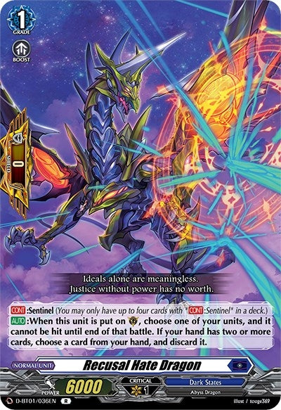 Recusal Hate Dragon (1036) [D-BT01] - Cardfight Vanguard Single
