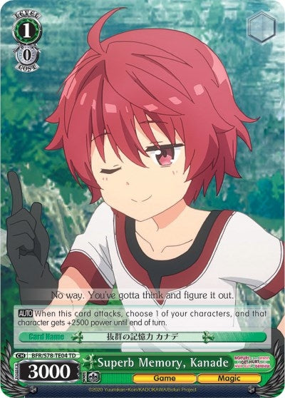 Superb Memory Kanade (7804) [BFR/S78] - Weiss Schwarz Single