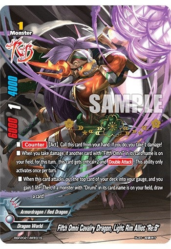 Fifth Omni Cavalry Dragon Light Rim Alliot ’Re:B’ (Hot Stamped) (202101) [PR] - Future Card BuddyFight Single