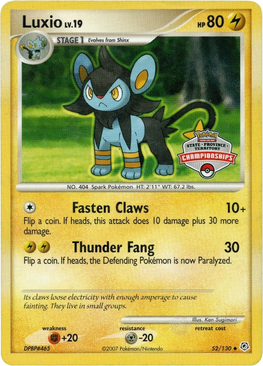 Image for Luxio - 52/130 (State Championship Promo) (052/130) (League & Championship Cards) - Pokemon