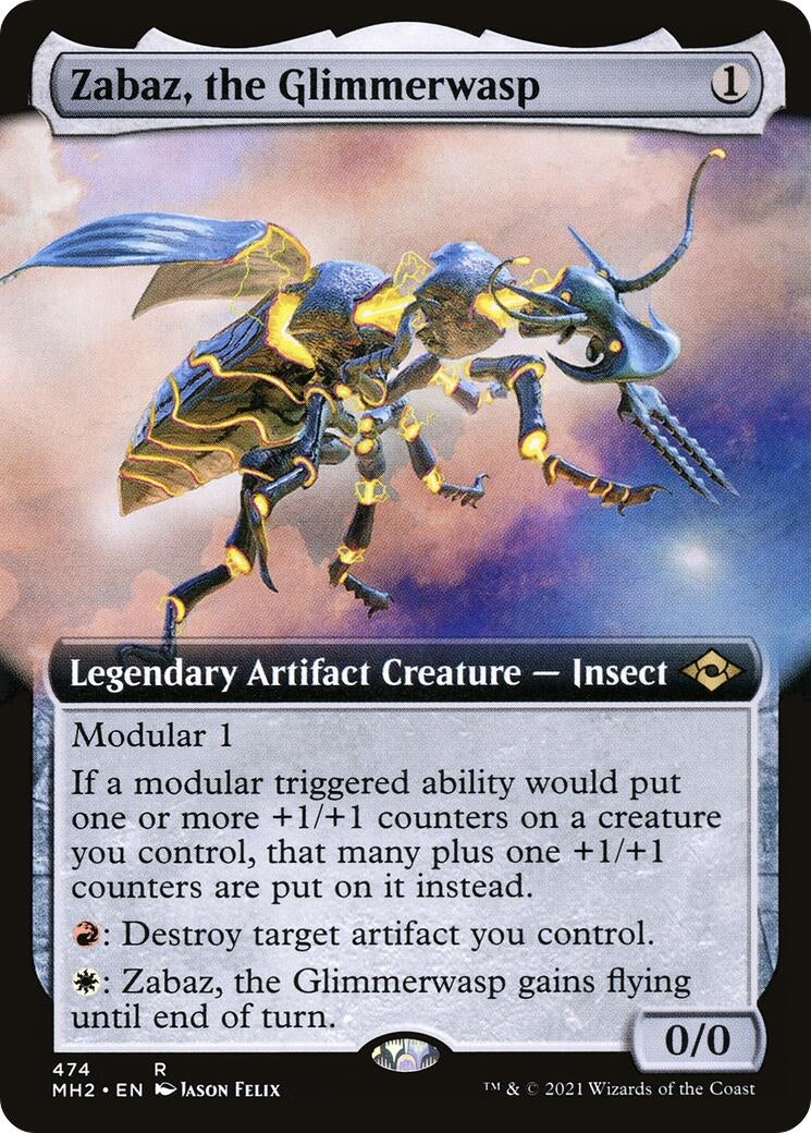 Zabaz the Glimmerwasp (Extended Art) (474) [MH2] - MTG Single