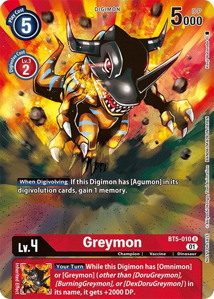 Greymon - BT5-010 (Premier TO Event June 2021) (5010) [BT05] - Digimon Card Game Single