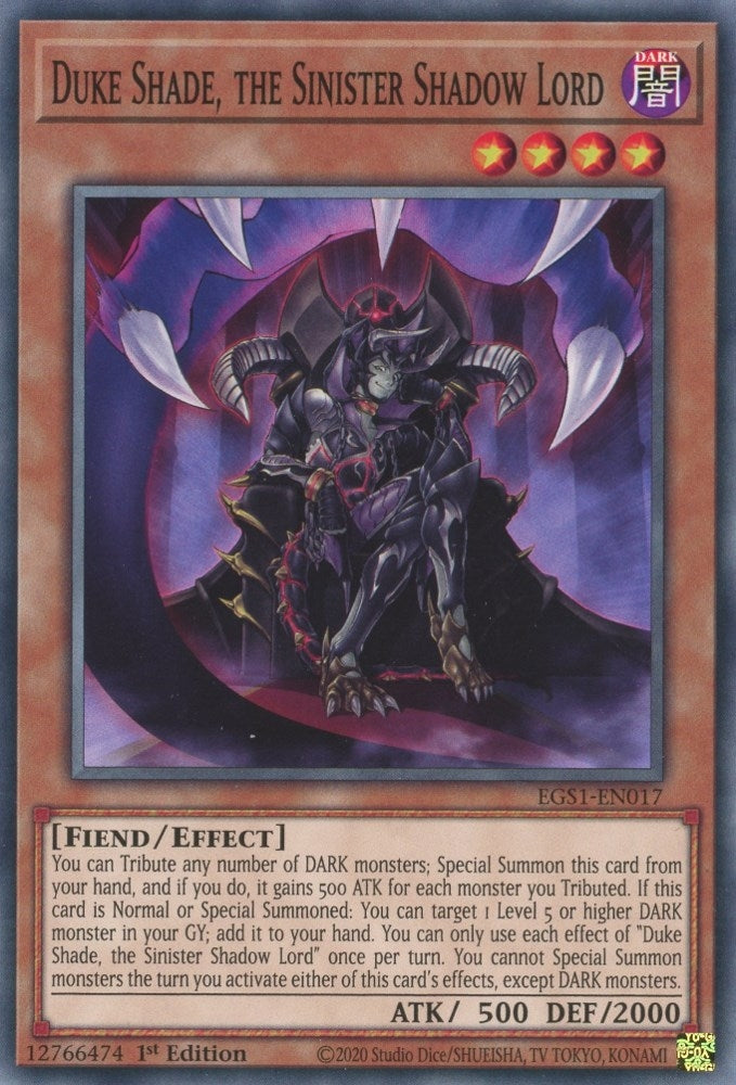 Duke Shade the Sinister Shadow Lord (1017) (EGS1) - YuGiOh Single