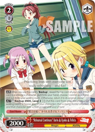 ’Rehearsal Continues’ Karin & Kyoko & Felicia (5902) [MR/W59] - Weiss Schwarz Single