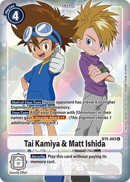 Tai Kamiya & Matt Ishida (Box Topper) (5093) [BT05] - Digimon Card Game Single