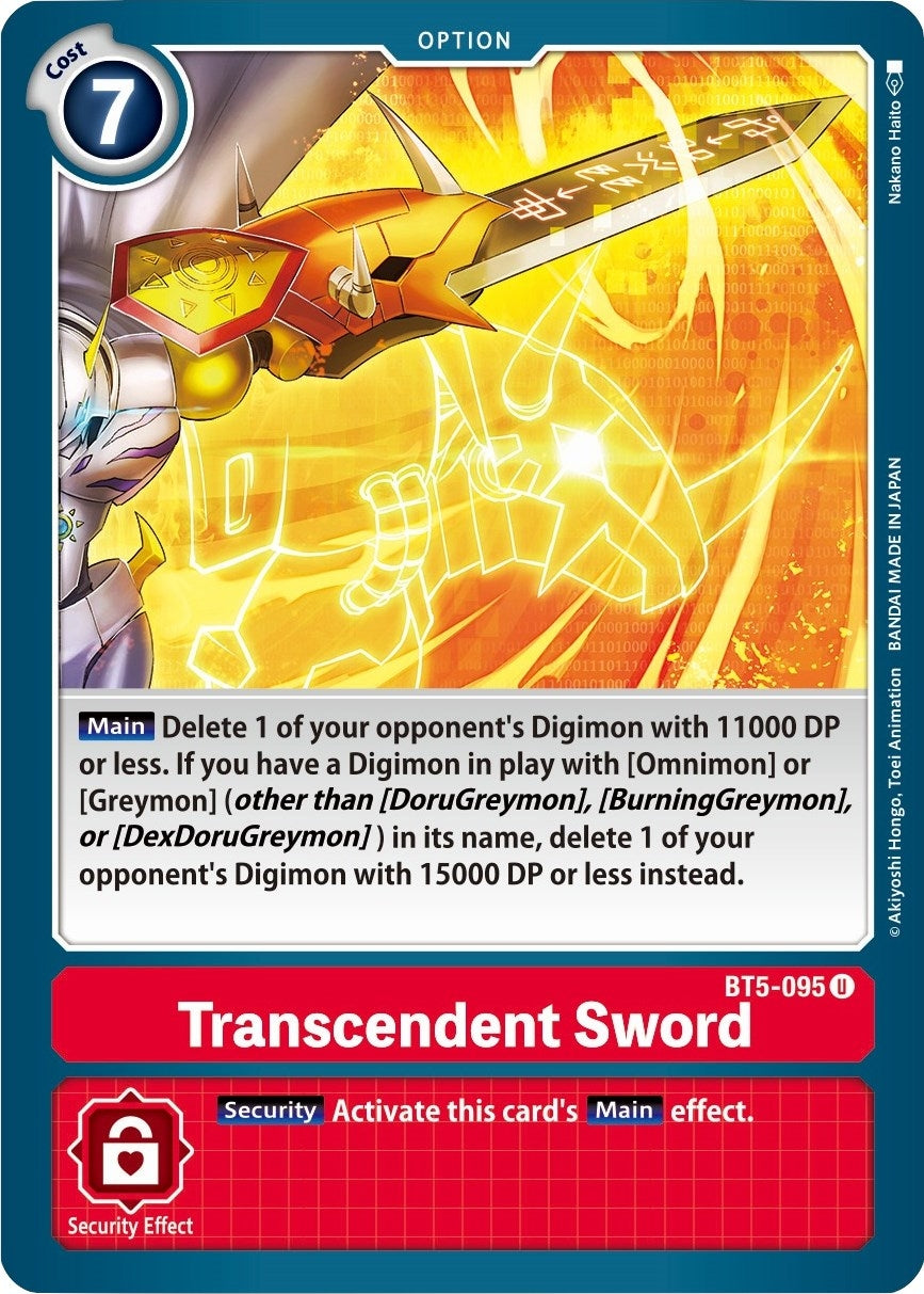 Transcendent Sword (5095) [BT05] - Digimon Card Game Single